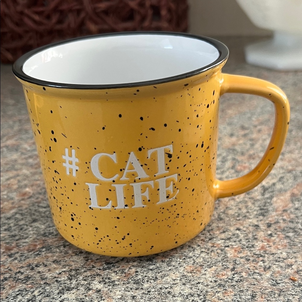 Yellow Speckled #CATLIFE Mug